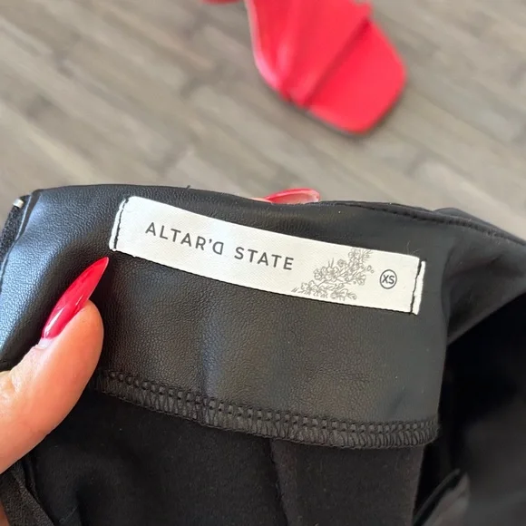 Altar'd State Black Leather mini skirt with slit - Picture 4 of 6